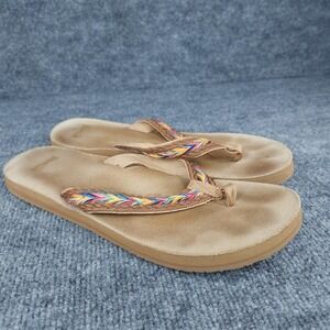 Sanuk Sandals Womens Size 10 Brown Flip Flop Braided Chevron Comfort Shoes